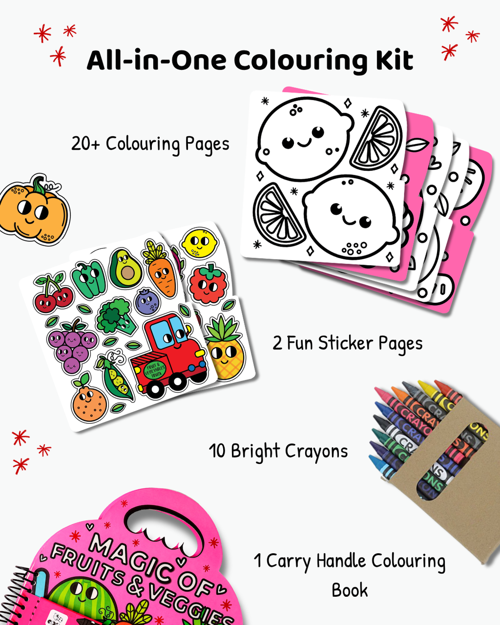 COLOURING BOOK - FRUITS & VEGGIES
